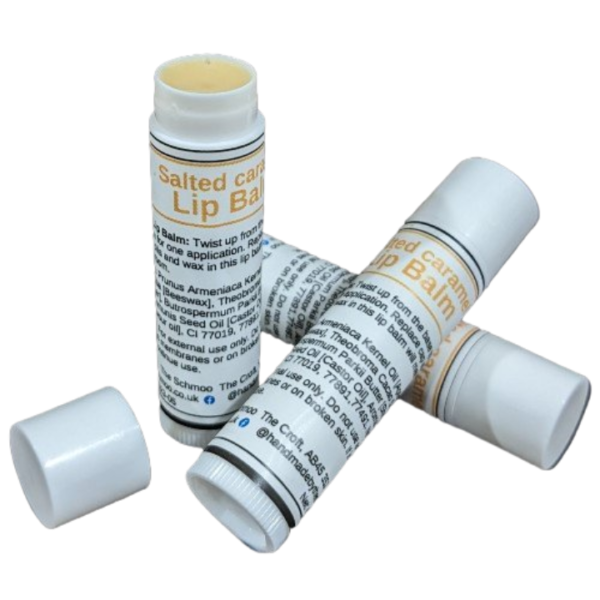 Salted caramel lip balm with bees