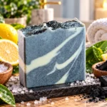Lemon & Charcoal Sea Salt Cold Process Soap Bar - Thumbnail Image 2