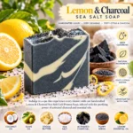 Lemon & Charcoal Sea Salt Cold Process Soap Bar - Thumbnail Image 1