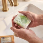 coconut soap bar hand wash male hands