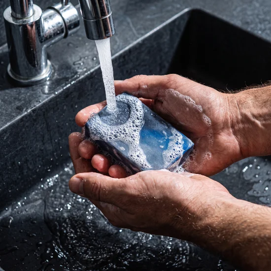 in victory soap male hand washing in victory soap male hand washing