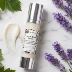serum lavender flatlay marble botanicals