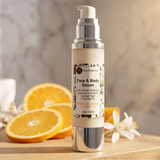 serum orange shelf with fruit blossoms