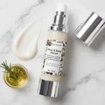 serum rosemary flat lay on marble