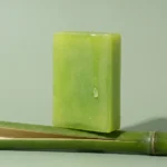 bamboo peppermint soap bar on bamboo. simple