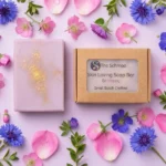 bee happy soap bar surrounded by flowers (1) bee happy soap bar surrounded by flowers 1