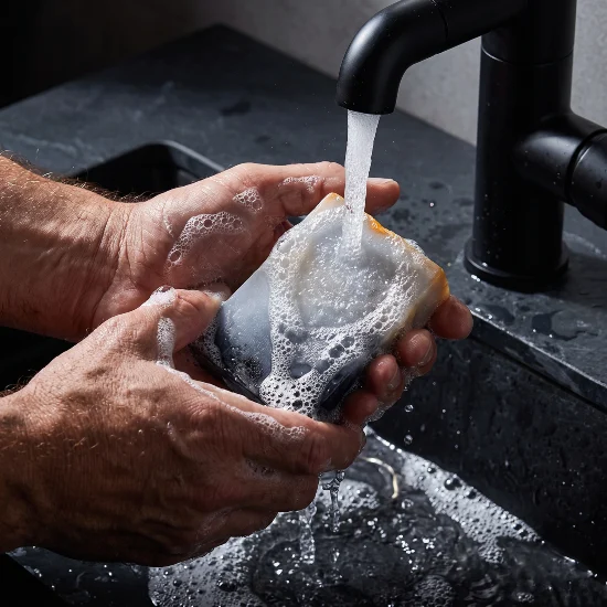 black citrus male hand washing black citrus male hand washing
