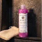 black rasp Vanilla 4 in 1 soap in shower nook