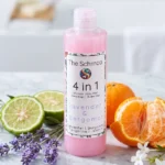 lavender & Bergamot liquid soap, surrounded by the scent notes lavender Bergamot liquid soap surrounded by the scent notes