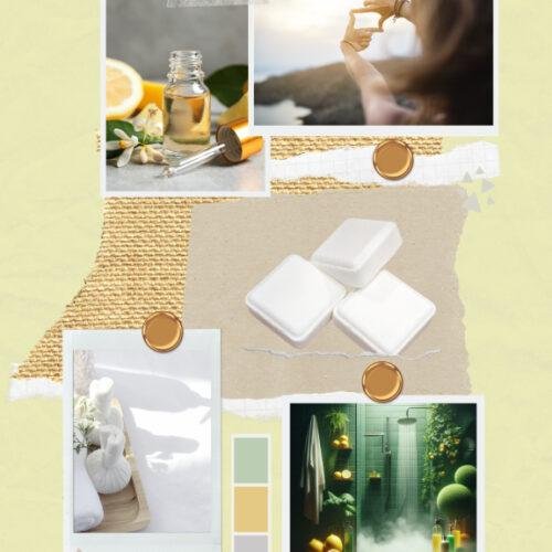 lemon EO shower steamer collage