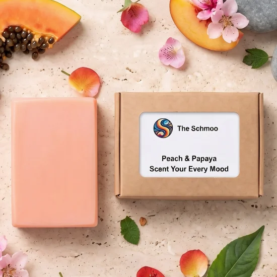 peach and papaya soap on shelf