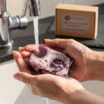 pom noir soap bar under tap pom noir soap bar under tap