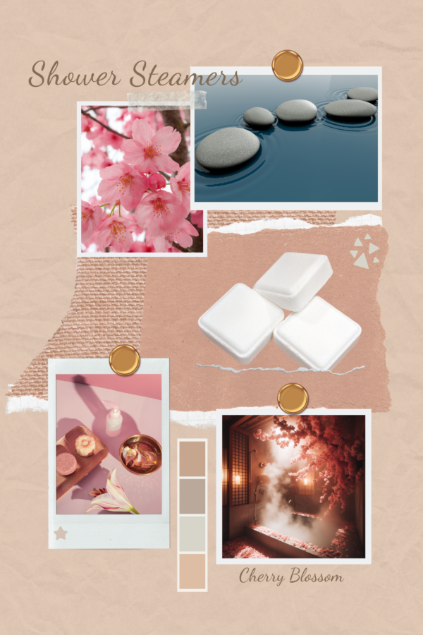 Cherry blossom shower steamer collage