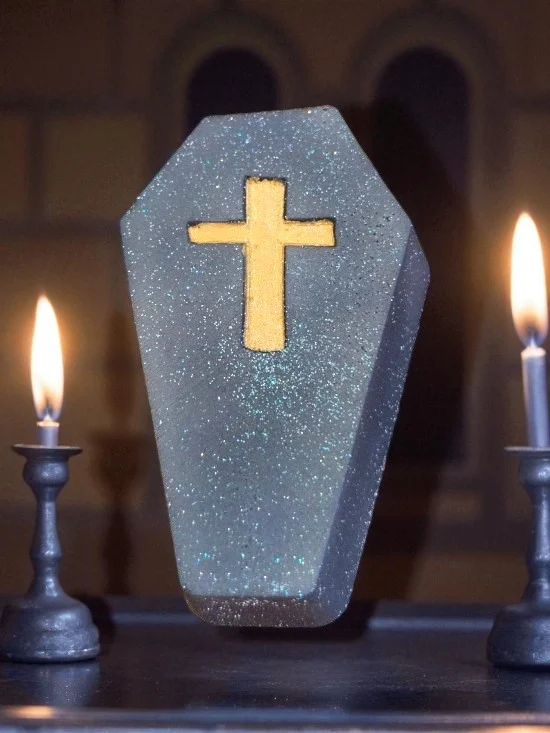 #1 Haunting Coffin Bath Bomb | A Darkly Sweet Strawberry Scent 1 gothic coffin bath bomb