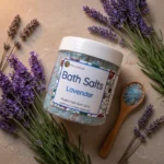 bath salts lavender flatlay bath salts lavender flatlay