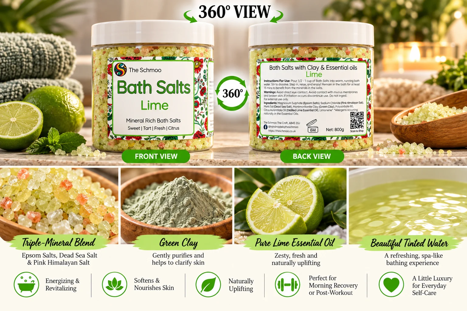 Refreshing Lime & Glacial Marine Green Clay Bath Salts 5 Refreshing Lime & Glacial Marine Green Clay Bath Salts - Image 5