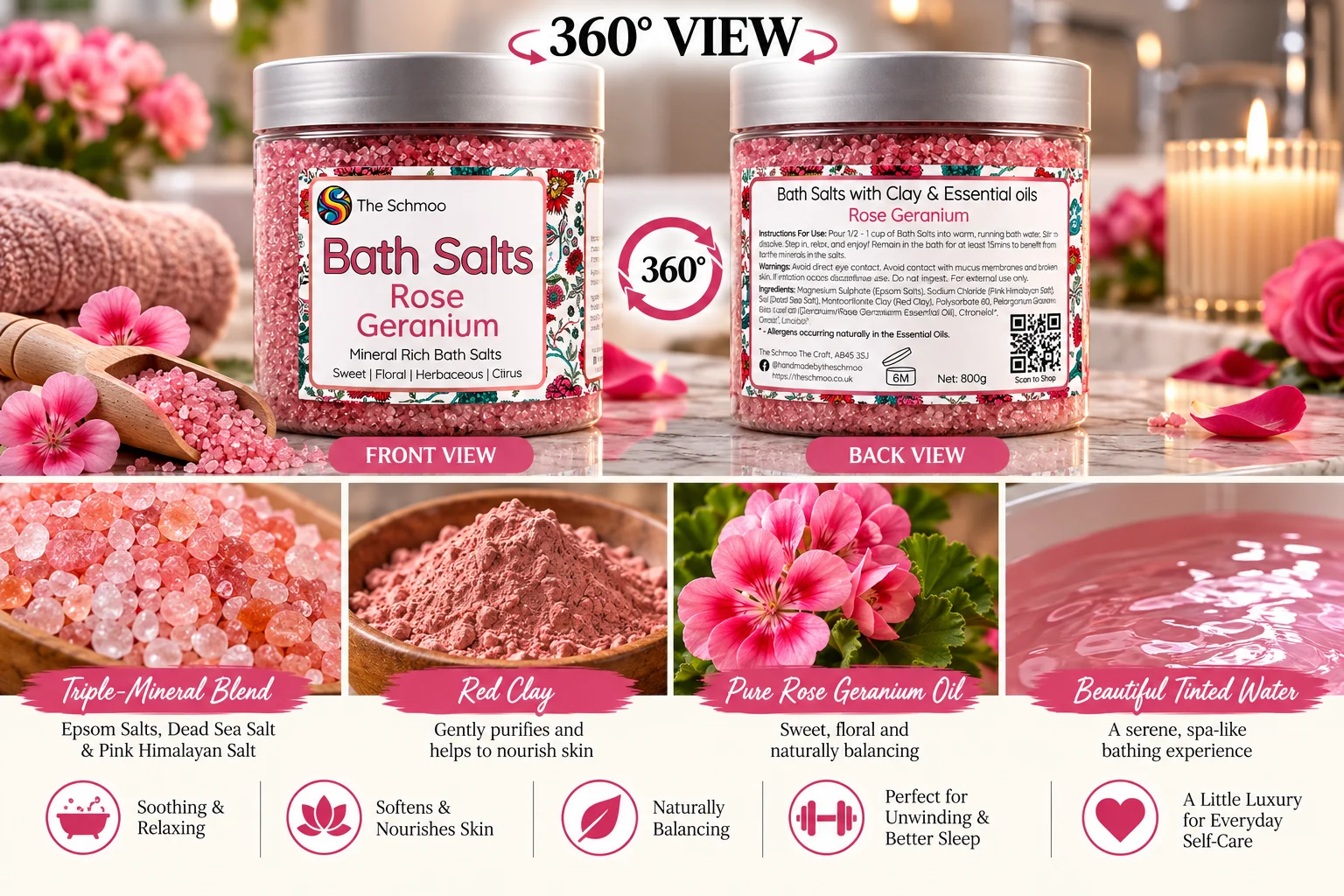 Rose Geranium & Moroccan Lava Clay Bath Salts - Image 4