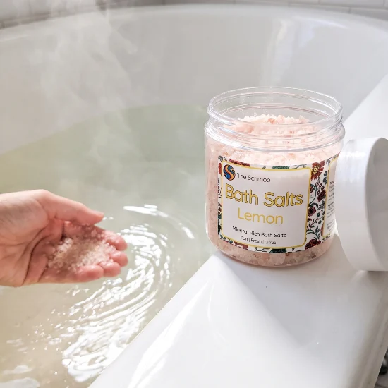 bath salts lemon hand swirl in bath water